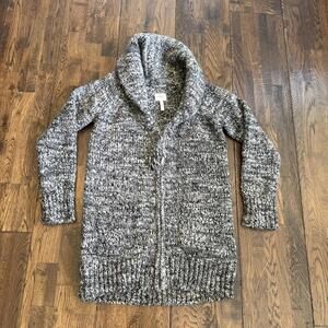 Aritzia Wilfred Free Erable Shawl Collar Chunky Knit Zip Sweater Gray XS EUC